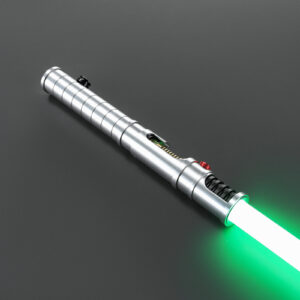 Close-up of The Vos lightsaber crystal chamber and emitter shroud