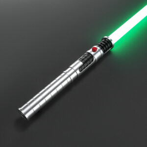 The Vos lightsaber hilt standing upright product shot
